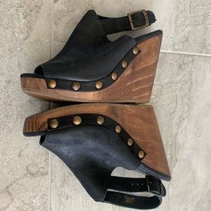 Black Leather Platform Sandals